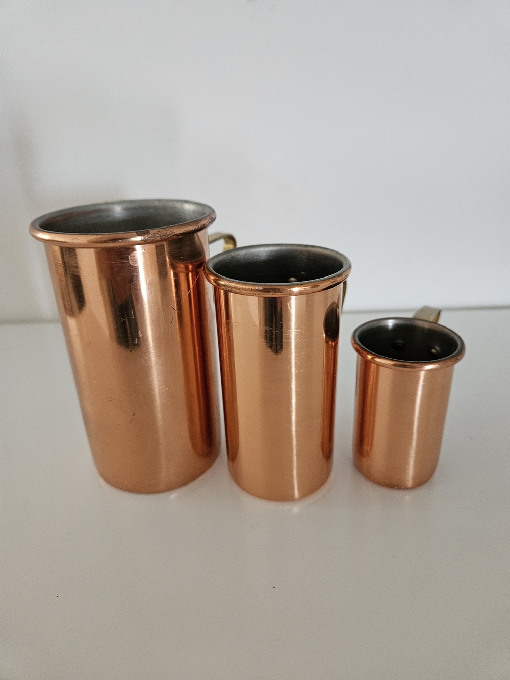Vintage Copper & Brass Measuring Cups – Set of 3 Nesting Kitchen Decor